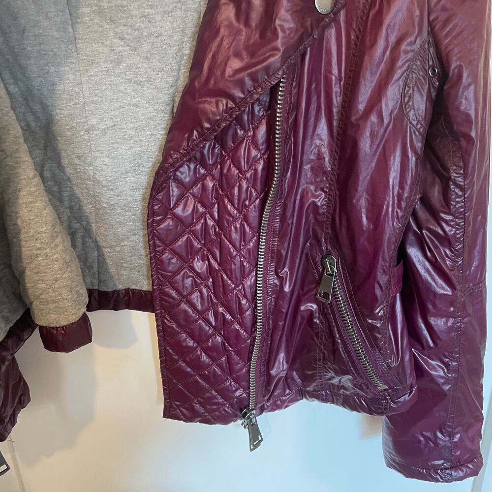 Burberry Brit Quilted Jacket Motorcycle Moto Plum Gunmetal Hardware US 14 - Picture 5 of 16